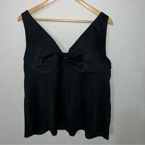 Swim by Cacique Lighted Lined Plunge Black Knot Front Swim Tankini Size 44D